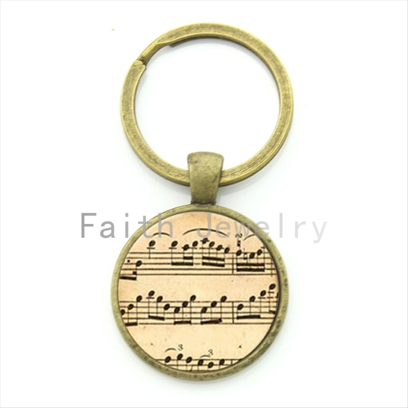 

Vintage Charm Design Music Sheet Notes Key Chain Music Lovers Elegant Keychain Accessories Musician Favorite Jewelry Gift KC213