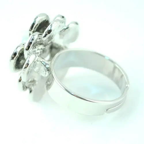 free shipping , flower rings with pearl in middle ,rhodium color 3 pcs/lot,rn-496