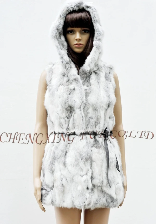 Cx-g-b-102 2016New женские Модные кролик Мех животных жилет с капюшоном тонкий зимний теплый жилет Модные женские туфли