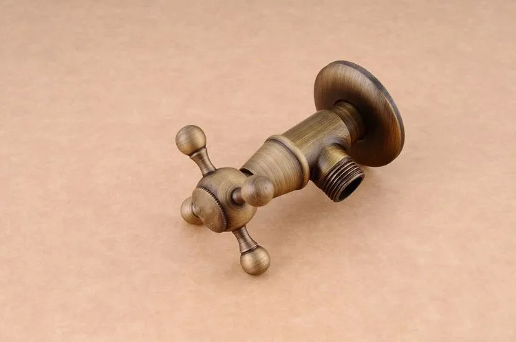 Запчасти для смесителей Водопроводные краны 1/2 "x 1/2" античная латунь Ванная комната угол остановить Клапан холодной и горячей заполнения