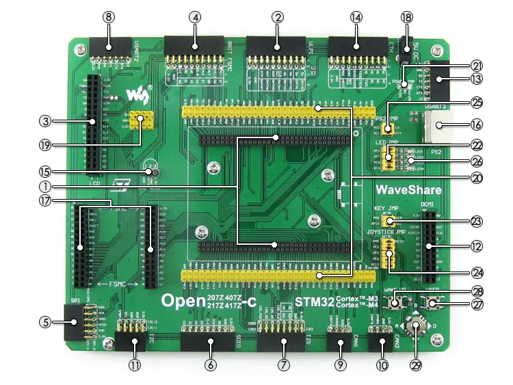 STM32 ARM Cortex-M4 макетная плата STM32F407ZxT6+ 3,2 дюймов 320x240 сенсорный ЖК-дисплей+ 16 модули = Open407Z-C посылка B