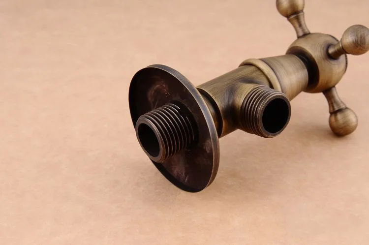 Запчасти для смесителей Водопроводные краны 1/2 "x 1/2" античная латунь Ванная комната угол остановить Клапан холодной и горячей заполнения