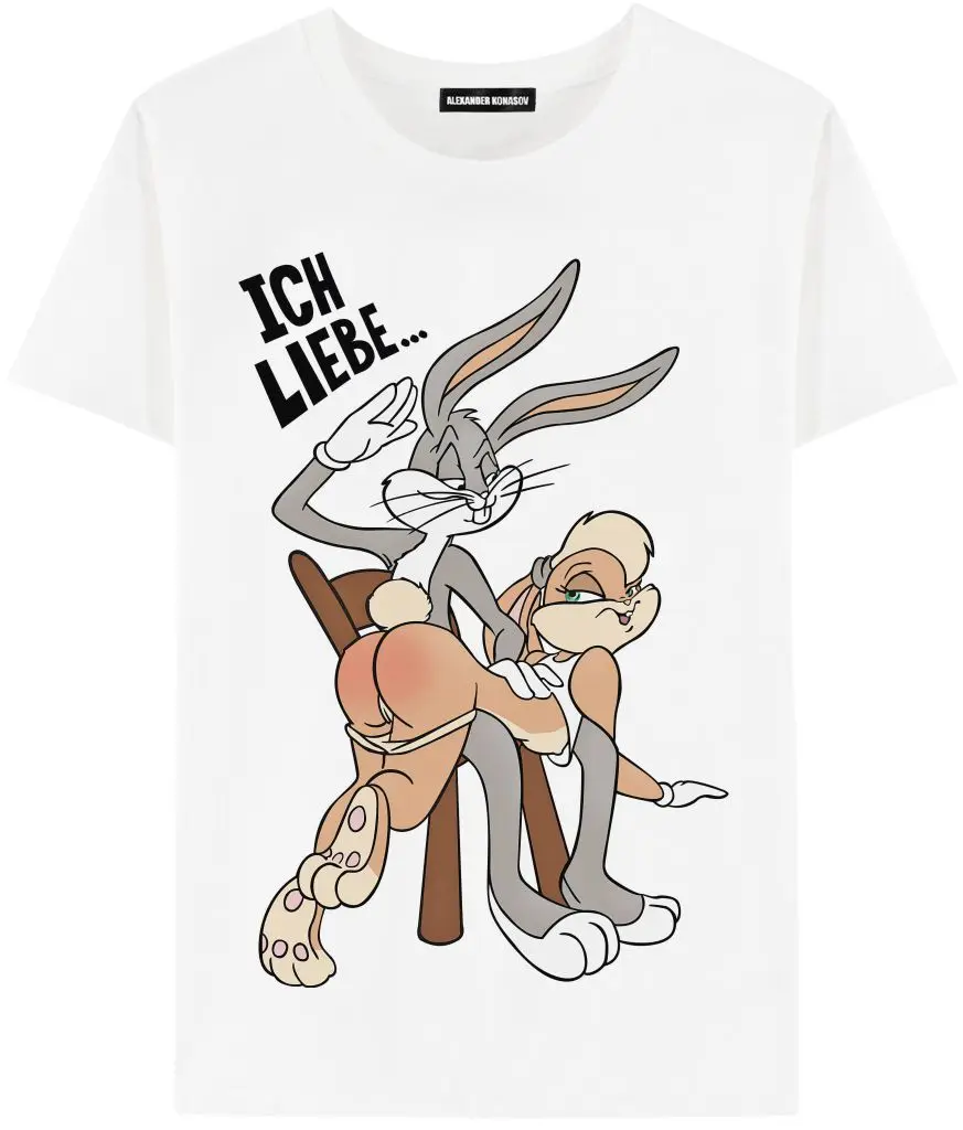 Заяц и девушка мем Ich liebe Bunnies shirt Russia t shirt print fashion style men boys cute t-shirt