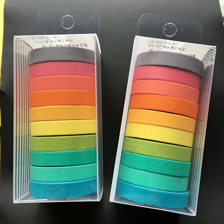 Washi Tape Set 10x Decorative Washi Rainbow Sticky Paper Masking Adhesive Tape Scrapbooking DIY