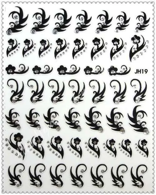 20 листов/партия, смешанные серии JH, Черное и белое украшение для ногтей, стикер для дизайна ногтей, клевый стикер для дизайна ногтей