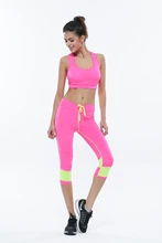Female Sport Fitness Sets Bra+Pants Body Building Suit Ladies Yoga Clothing For Gym Running Sportwear Suit Leggings+Tops 1Set