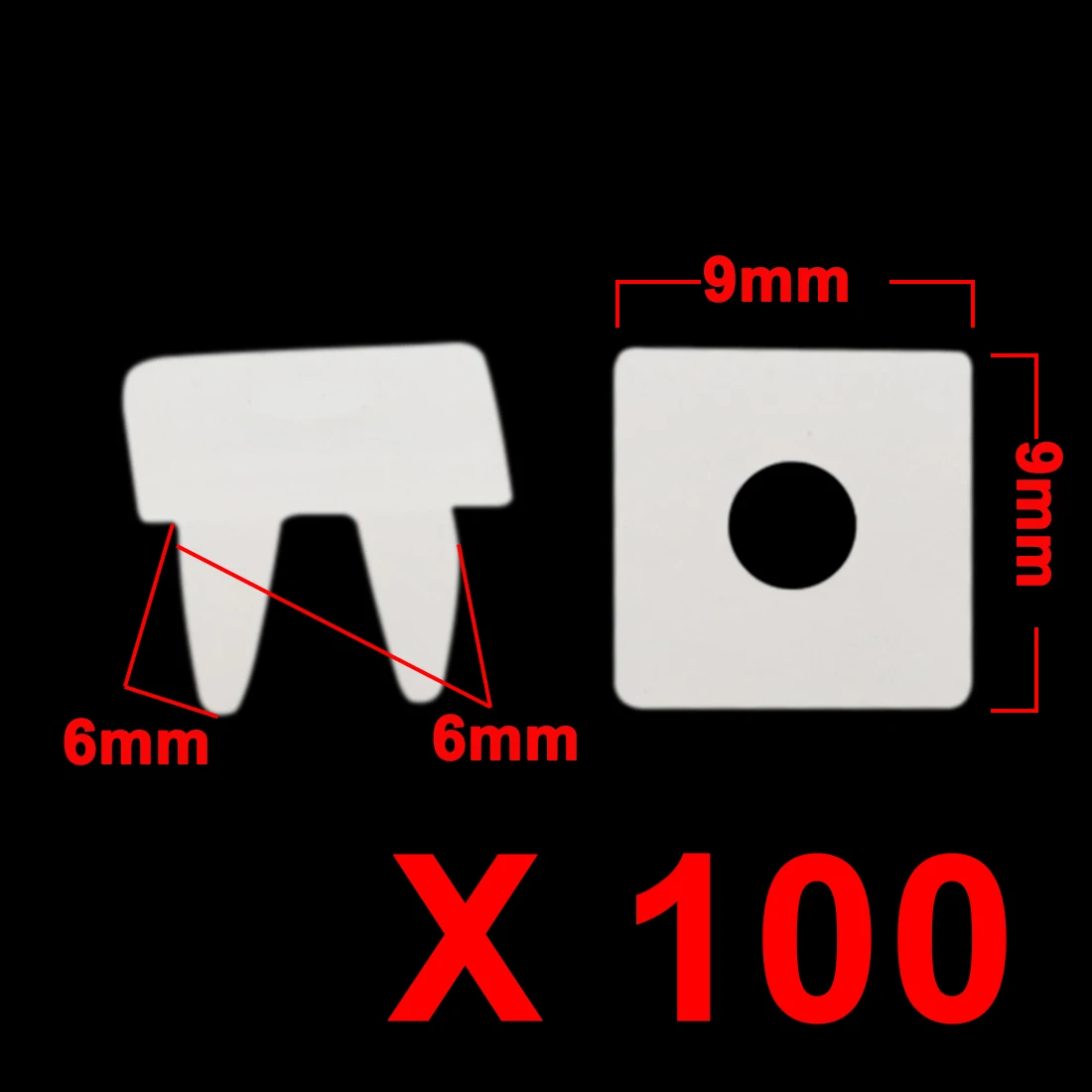 X Autohaux 100Pcs White Square Plastic Fastener Retainer Moulding Clips For Auto Car 6Mmin Auto