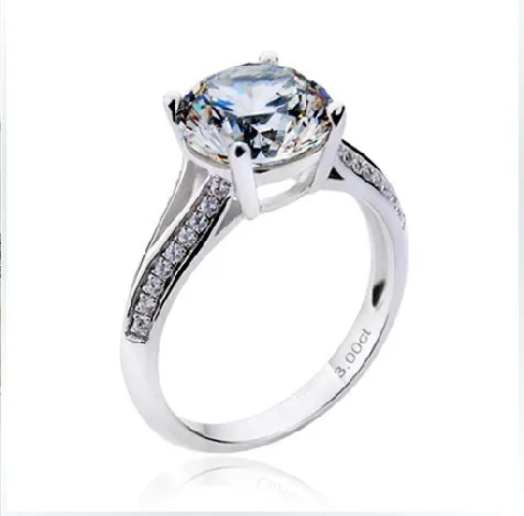Королевский дизайн 3CT Роскошные Женщины Серебряное кольцо синтетических алмазов женский Обручение кольцо невесты старинные изысканные ювелирные изделия кольца