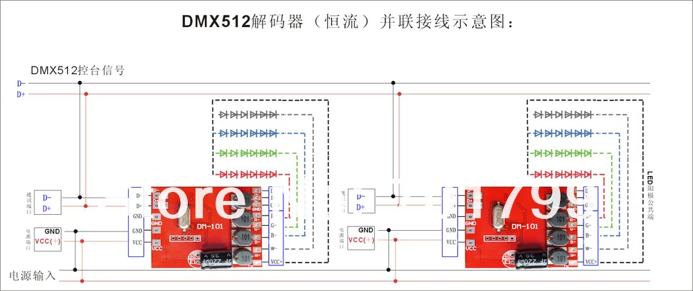 DM-101; 4 канала RGBW DMX, пост. Ток декодер, DC12-24V вход переменного тока, 300ma* 4 канальный выход