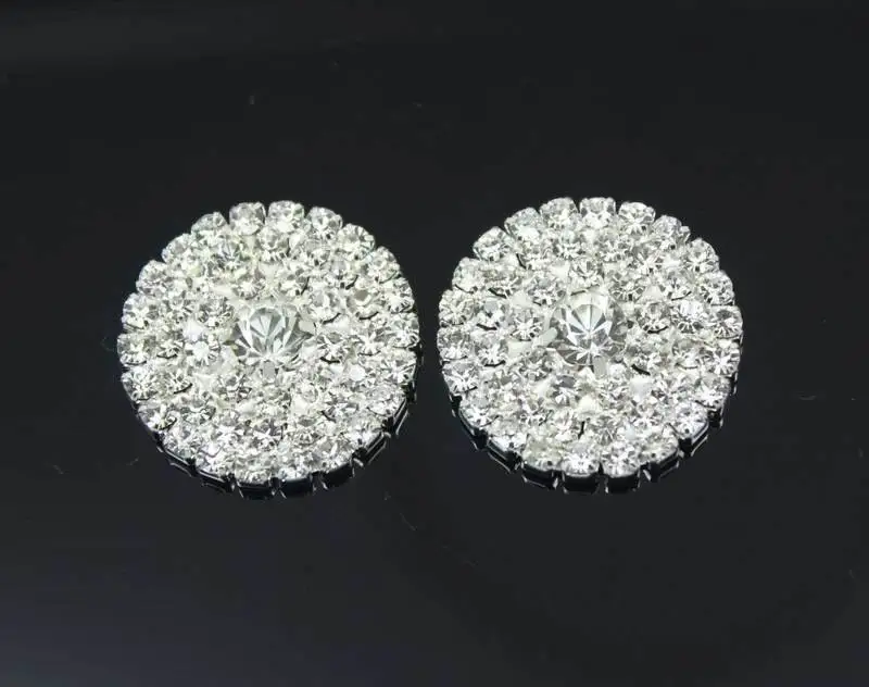 50 шт. 23 мм 3 ряда Круглый Кристалл Rhinestone Кнопка Flatback Свадьба Украшения Diamante пряжки