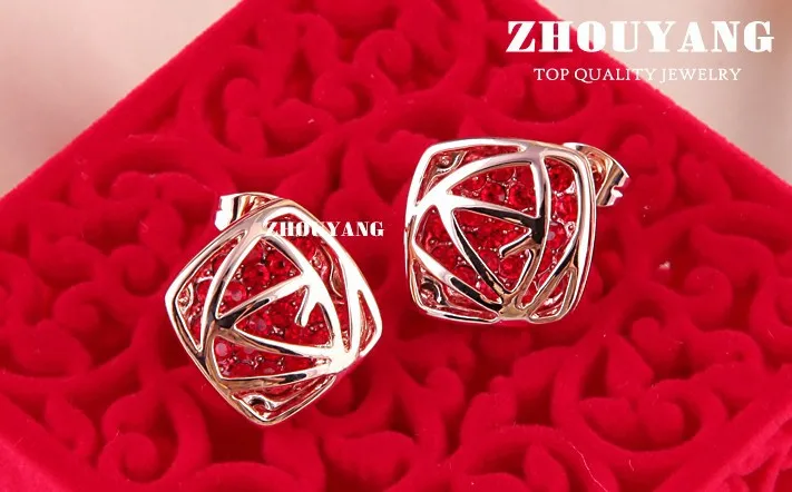 ZHOUYANG одежда высшего качества ZYS016 Роза Сердечко из розового золота цвет ювелирные изделия цепочки и ожерелья серьги комплект Сделано с