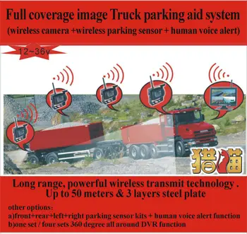 

2.4G wireless 15 IR LED night vision reversing car Bus truck camera system 12v 24v with 7 inch TFT LCD wireless car Monitor