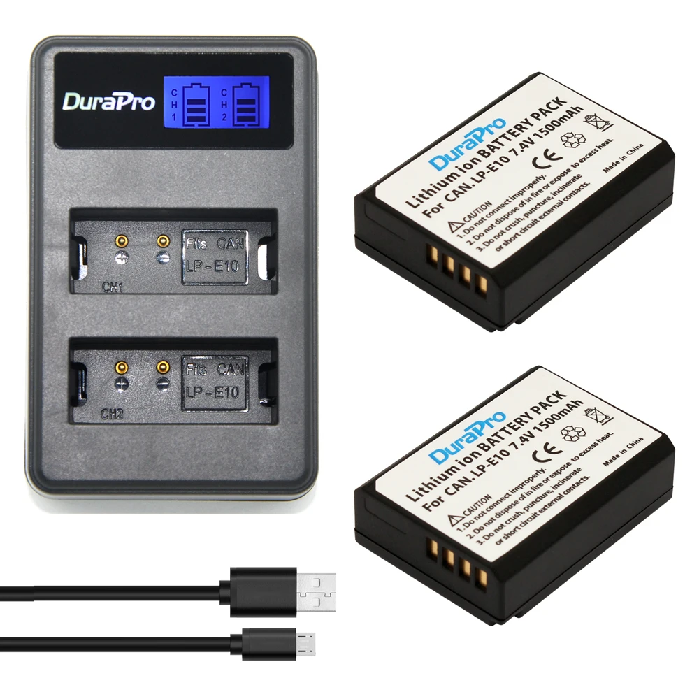 2 шт. LP-E10 LP E10 LPE10 батареи+ USB зарядное устройство для lcd дисплея для цифровой однообъективной зеркальной камеры Canon EOS 1100D 1200D поцелуй X50 X70 Rebel T3 T5 цифровой Камера