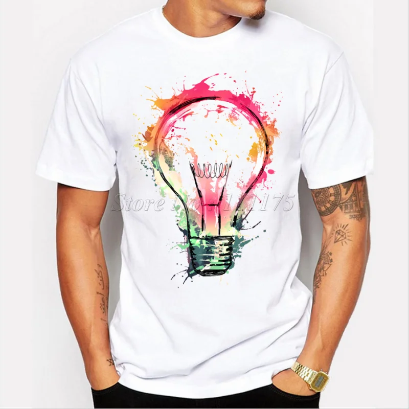 Цвет окрашенные лампы дизайн мужская футболка крутые Модные топы с коротким рукавом футболки - Цвет: 247