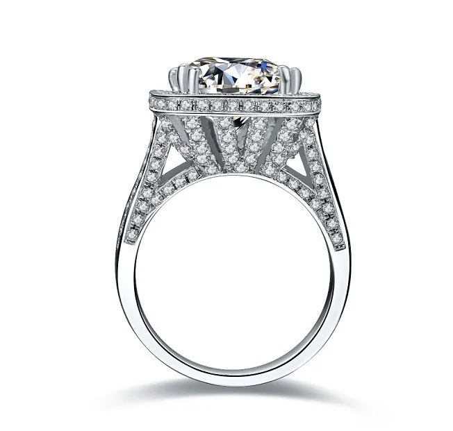8ct Подушки Форма синтетических алмазов Обручение кольцо 925 серебряное кольцо из белого золота чехол никогда не увядает роскошный большой камень Для женщин кольцо