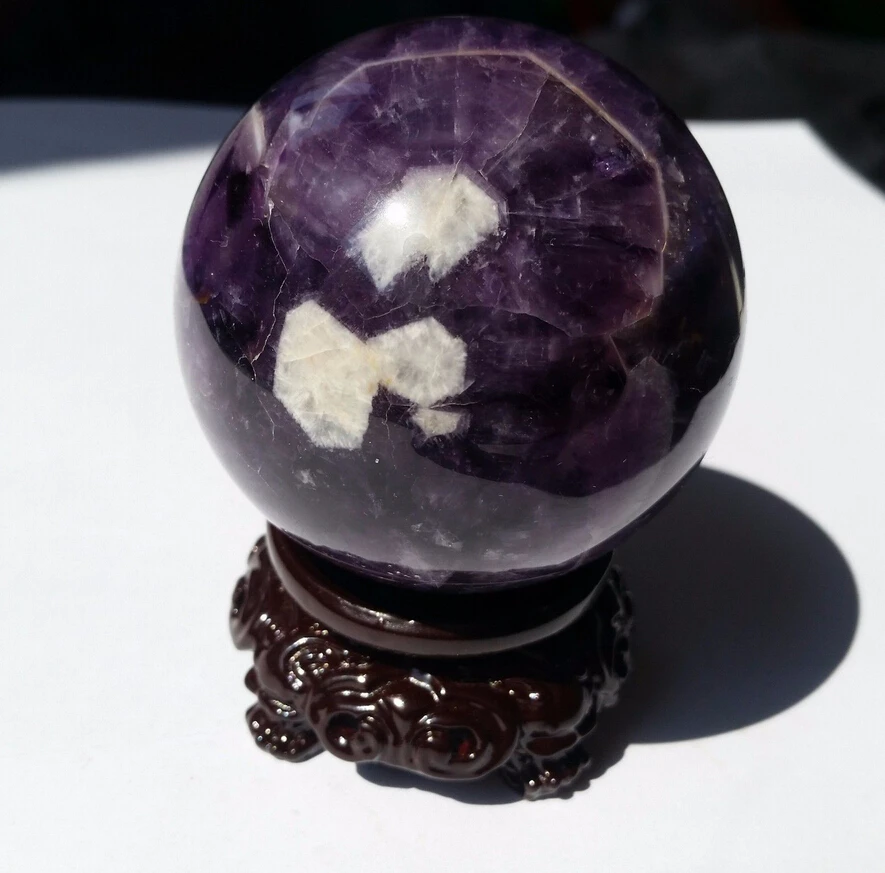 60 мм 390 г натуральные кристаллы аметиста насадка шар Orb камень/Подставка