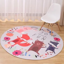 Фланелевый круглый ковер с рисунком лисы, детский игровой коврик, нескользящий детский коврик для ползания, для гостиной, спальни, декоративные коврики, коврик для йоги
