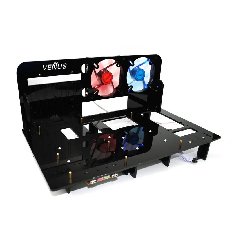 KOOLASON DIY Настольная акриловая стойка водяное охлаждение ATX MATX Прозрачный чехол для компьютера с башнями горизонтальная Основная коробка шасси