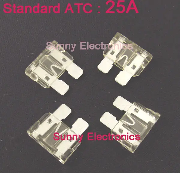 1000 шт./лот стандарт ATC ATO лезвие предохранитель 25A белый прозрачный автомобиль Лодка f