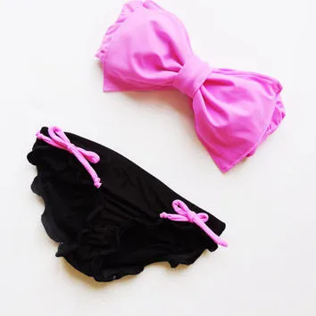 2015 Fashion Push Up Bikini Women Swimsuits Sexy Bathing Suit Swimwear Bowtie Bandeau Bikini Set 18