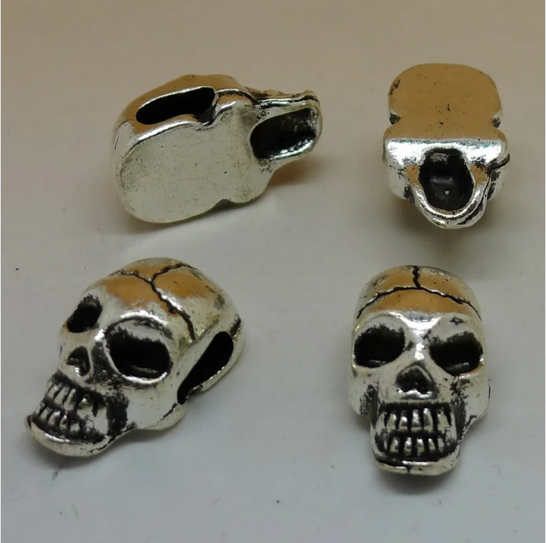 25pcs/lot 22*13mm Skull Charms Antique Silver Tone , Skull Pendants For