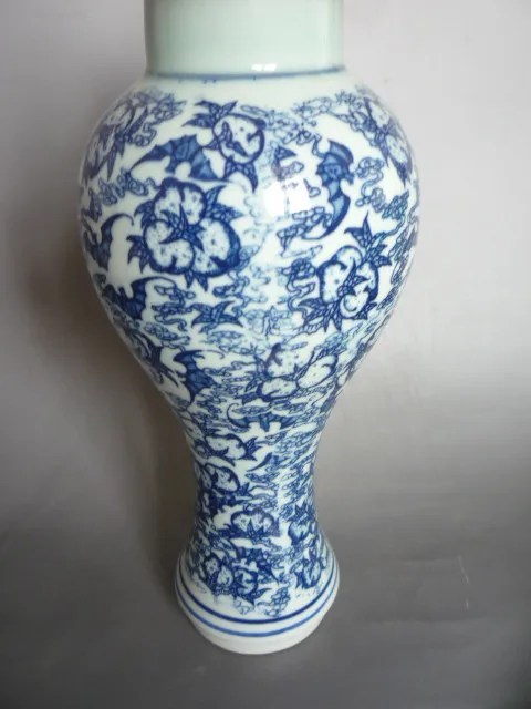 Редкие Цяньлун (1711-1799) Цинхуа porcelainbat и персики ваза, лучшая коллекция и украшения, Бесплатная доставка