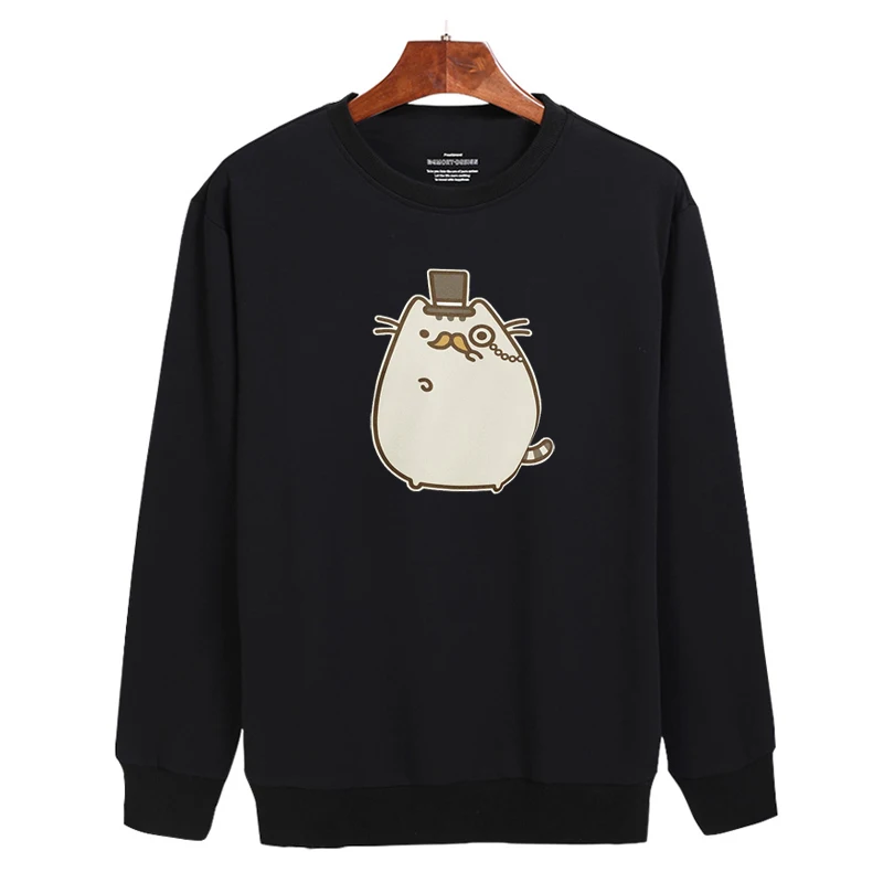 Cat Design Black/Gray 2016 Hoodies Men Cartoon in Street Wear Style Mens Hoodies and Sweatshirts Sets  3XL