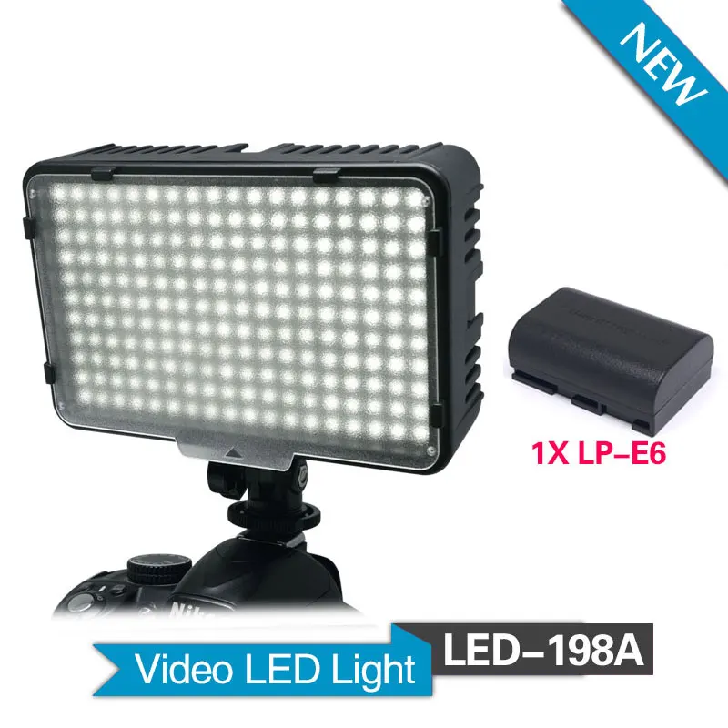 Mcoplus 198A камера фото светодиодный свет видео LP-E6 батарея для DV видеокамеры и Canon Nikon Pentax sony Nikon Panasonic Olympus камеры s