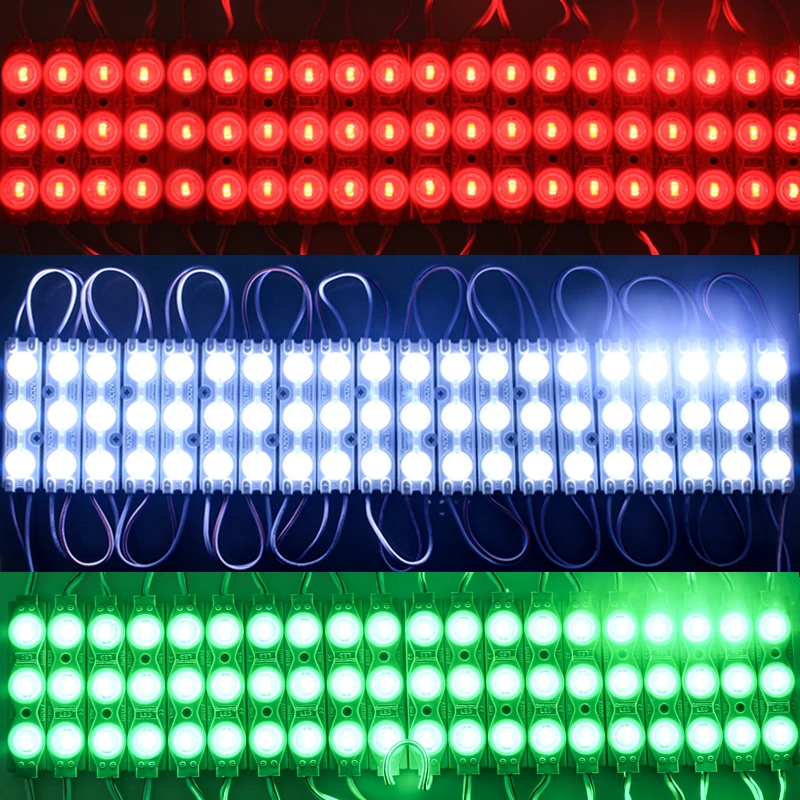 500pcs/lot Utral Bright 2835 3 LED Module 12V Waterproof IP65 For LED Channel Letter Advertising Design With lens, 84mm*18mm