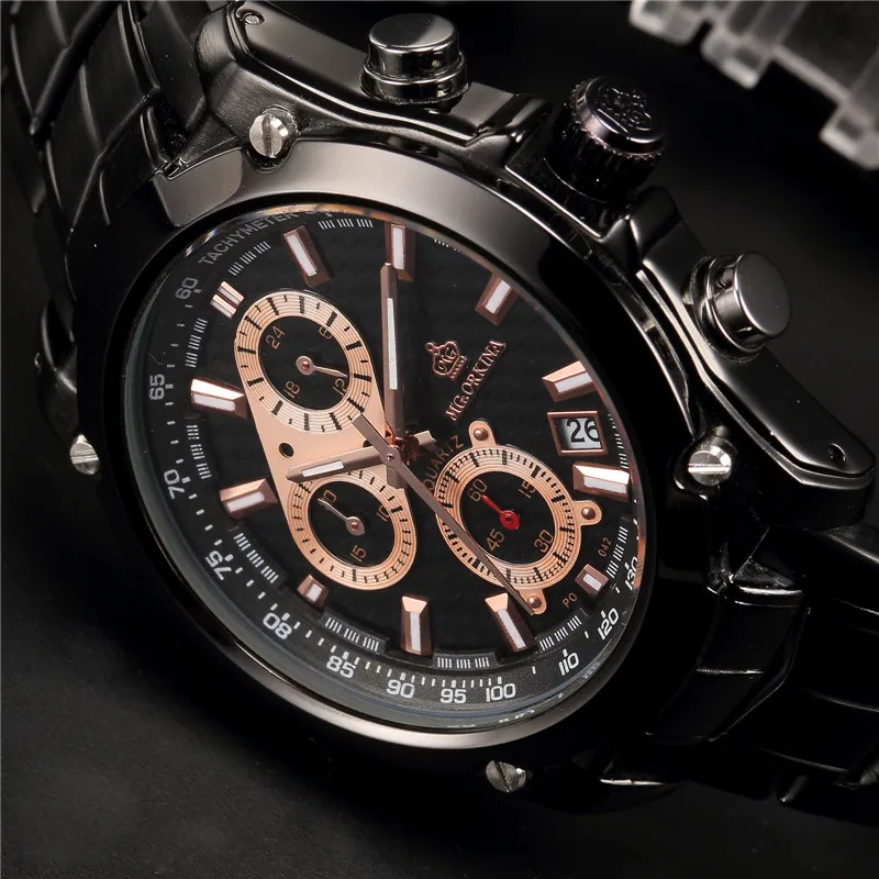 ORKINA Miyota JS15 Movement Six Hand Full Stainless Steel Mens Watches Top Brand Luxury Quartz Wristwatch