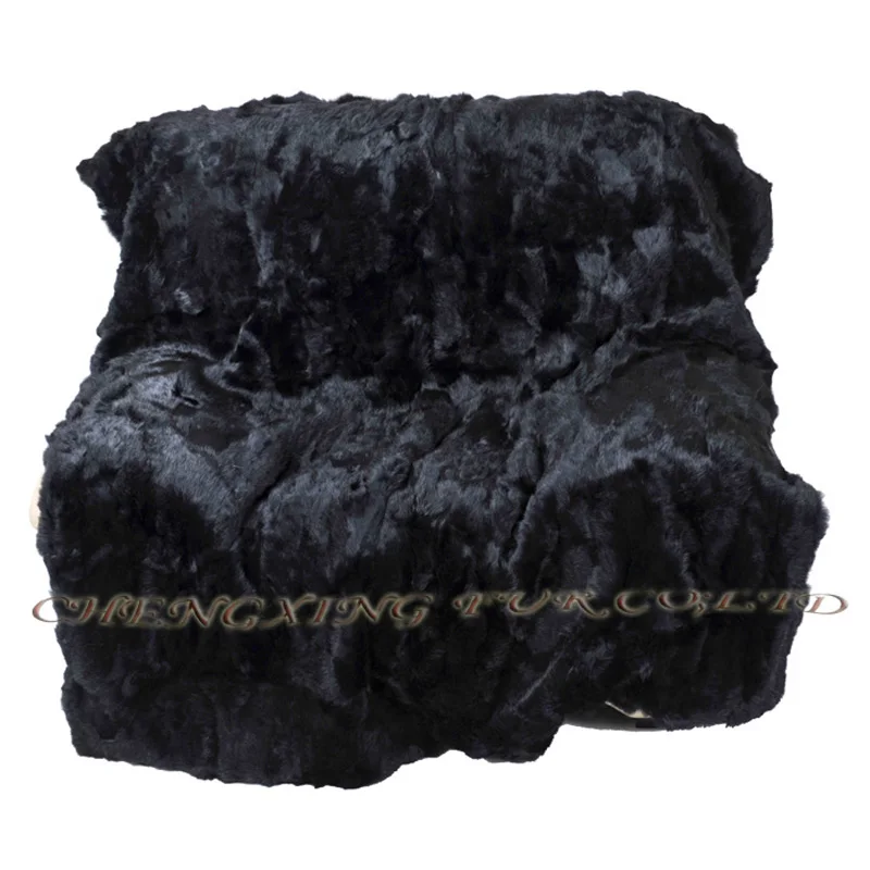 CX-D-81 200X150 Black Real Rabbit Fur Patchwork Blanket~Drop Shipping