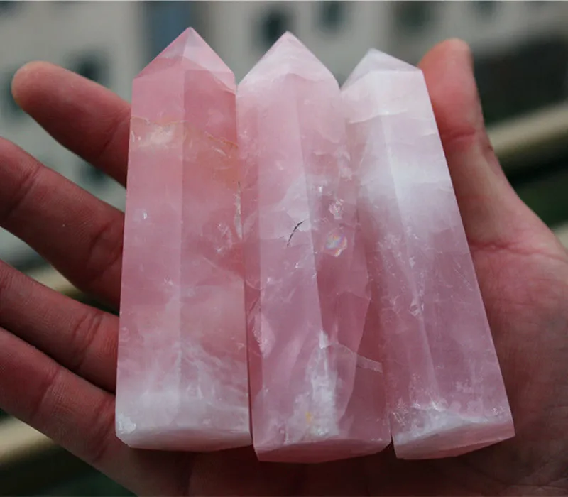 1pcs70-90MM натуральный камень розовый кварц кристалл ТОЧКА Исцеление YL-J0624