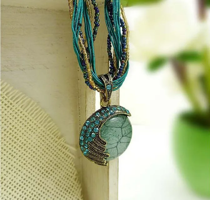 F& U винтажное ювелирное изделие подвесное ожерелье в богемном стиле с кристаллами многослойная цепочка ручной работы стильное ретро ожерелье