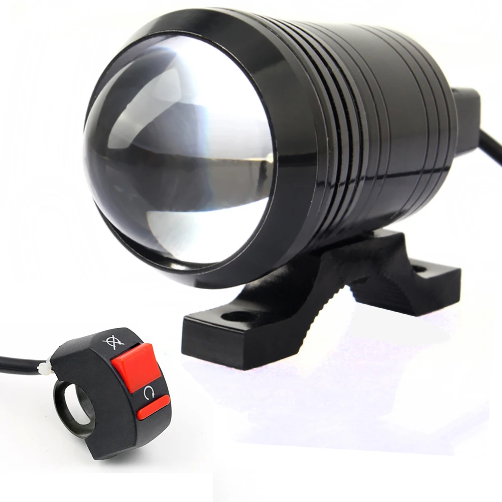 

One pcs Waterproof 12-80V U1 Laser gun Aluminum Motorcycle Headlight ATV Electric Bicycle Motor Light Spot Light+a Switch