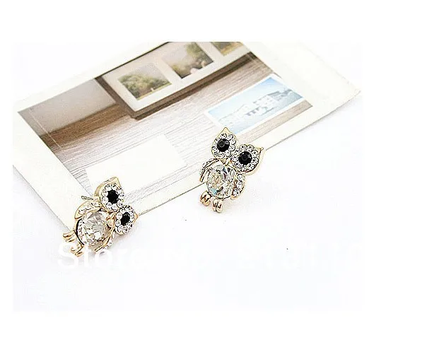 Кристалл Серьги-гвоздики букле d'oreille Femme Мода Сова Серьги для Для женщин Золото бижутерии Pendientes Mujer