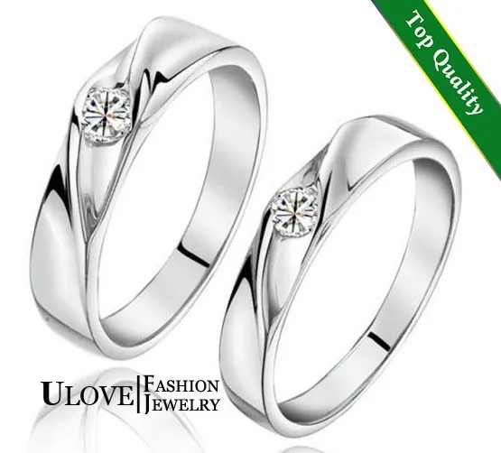 США наличии Uloveido продавец Пара Серебряный Цвет Пара Кольца для мужчин и женщин Циркон кольцо Для мужчин Свадебная вечеринка Jewelry Dropshiping J018