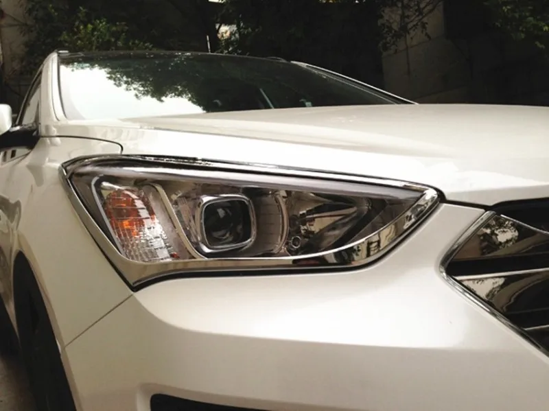 Для hyundai Santa Fe 2013 ABS хромированный декоративный передний головной светильник, головной светильник, крышка лампы, обшивка, Формовочная рамка