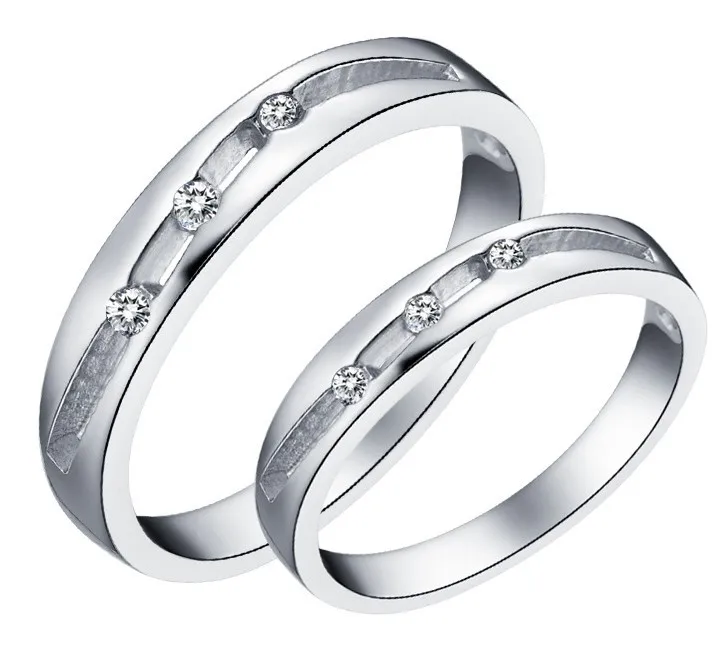 Оптовая Продажа Модные украшения свадебные кольца пара, мужские кольца Bague женщины кубического циркония новые серебряные украшения