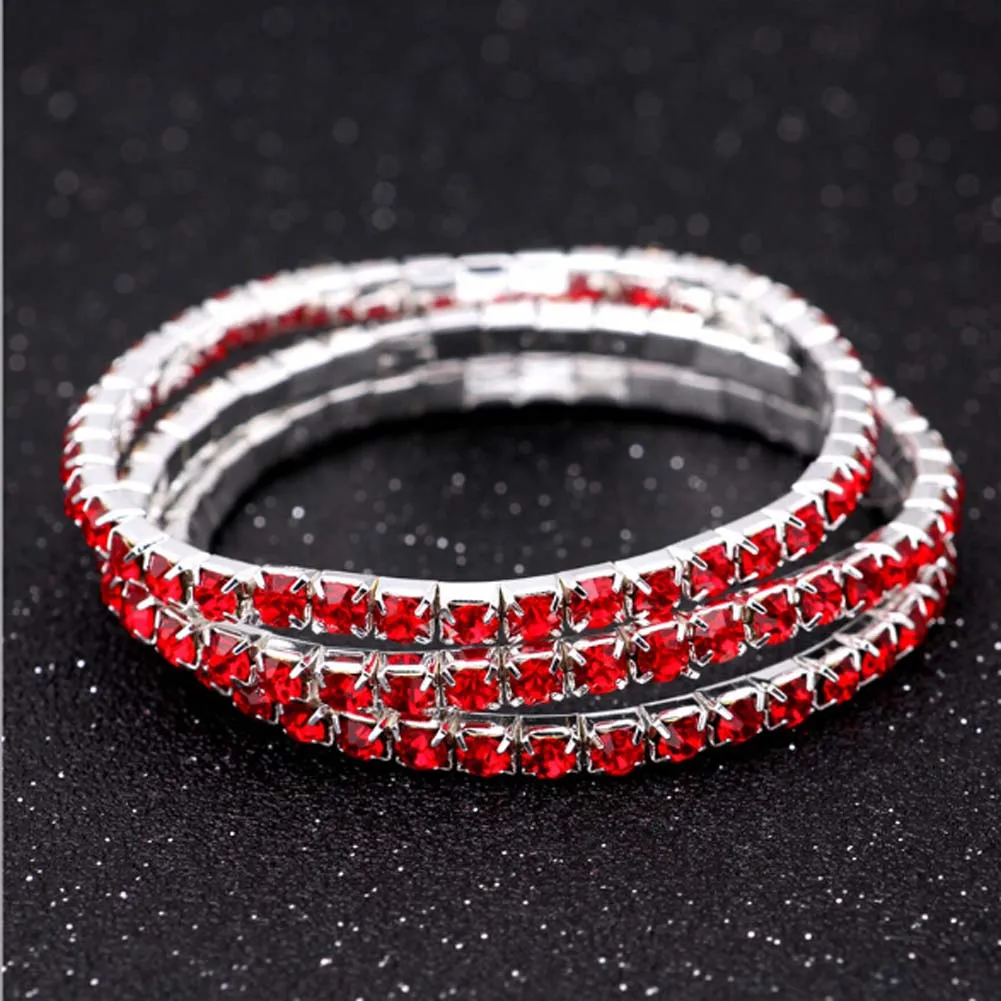 

2017 Colorful Crystal Elastic Bracelet Promotion Fashion Chic Single Row Stretched Strand Bracelet for Women