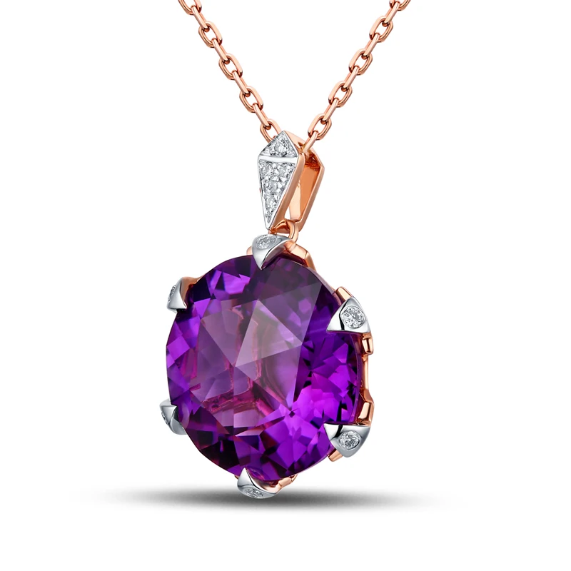 Акция 14 K золото 6.71ct натуральный аметист H SI бриллианты Engagment винтажный кулон