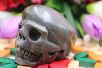 

187 grams of natural quartz crystal jade ocean fossil skull to heal A2