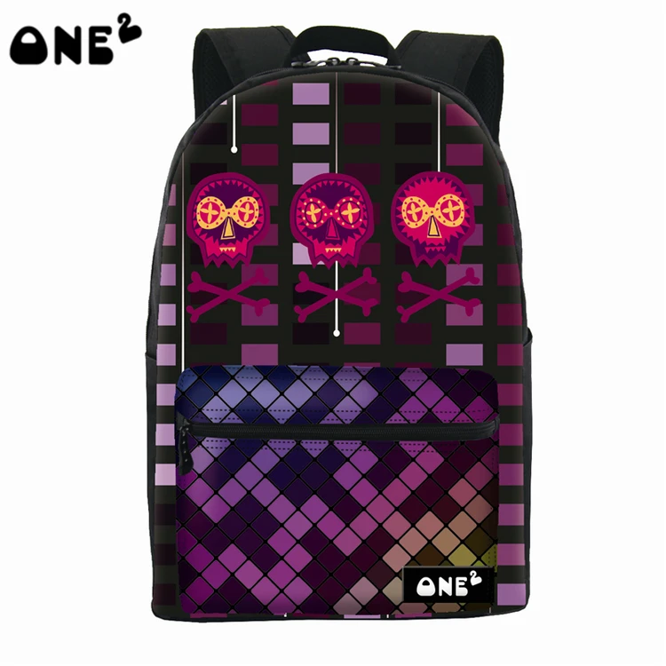 

2016 ONE2 Design Cool purple pattern drawstring backpack custom multi function backpack cute kids backpack