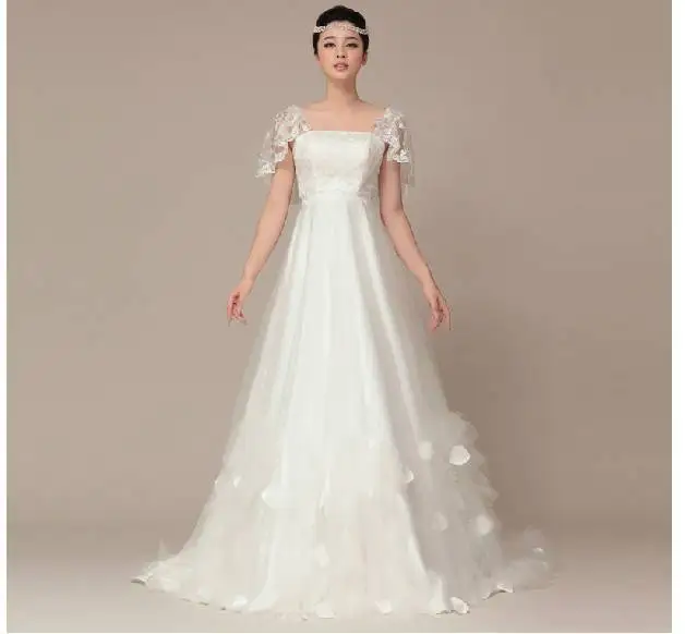 Star Of Wedding Dress With Lace Shawls High Waist Han Princess