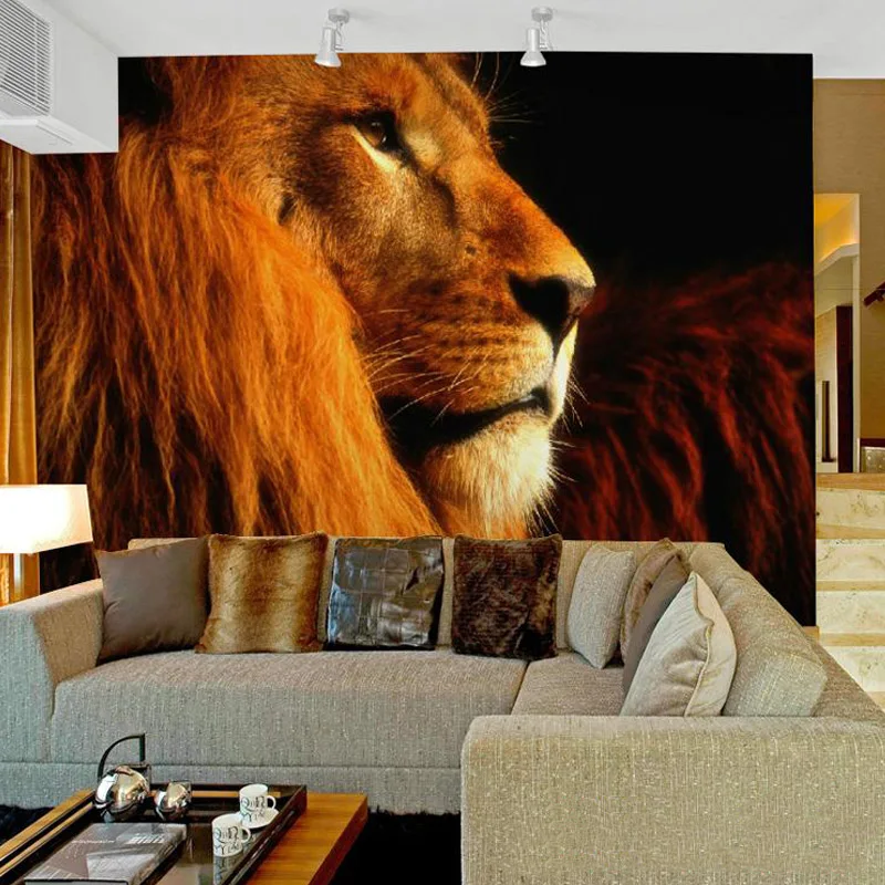 Modern Style Lion Head Photo Wallpaper for Living Room ...