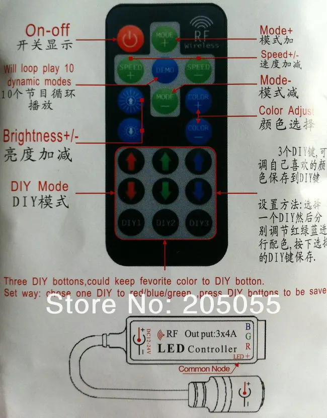 РФ мини RGB 12a Управление Лер для RGB 5050 Светодиодные ленты Беспроводной DIY Динамический DC 12-24 В с удаленным управление