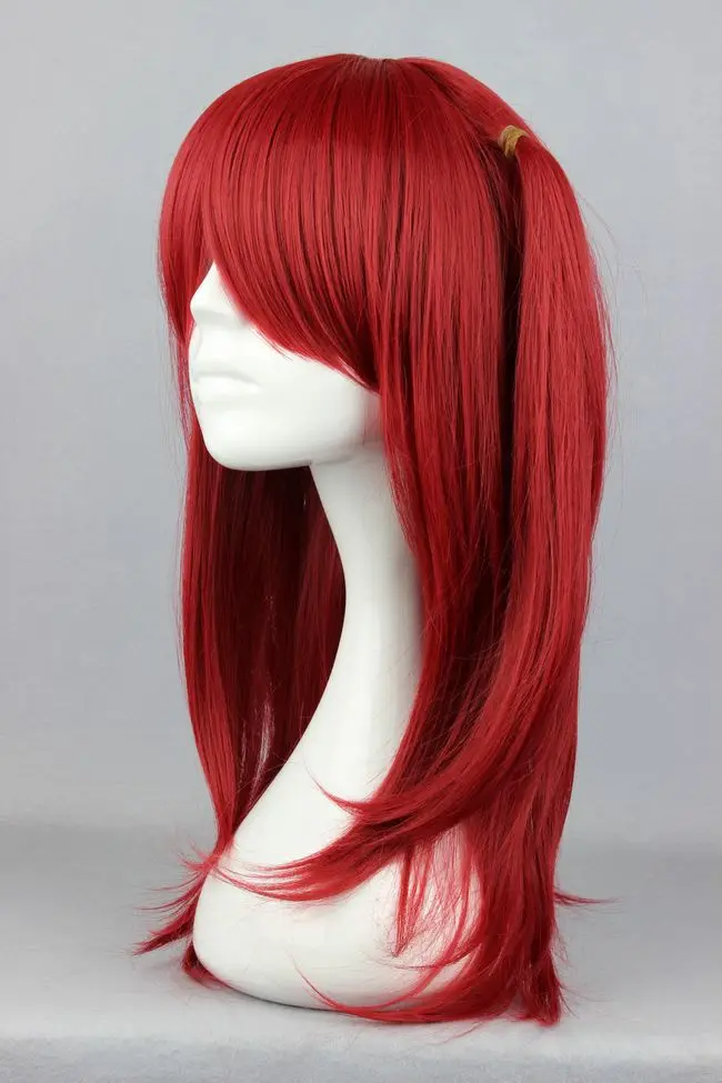 Mcoser Бесплатная доставка 60 см прямые Синтетический красный Косплэй костюм парик тесьмой 100% Высокое Температура Волокно волос wig-288a