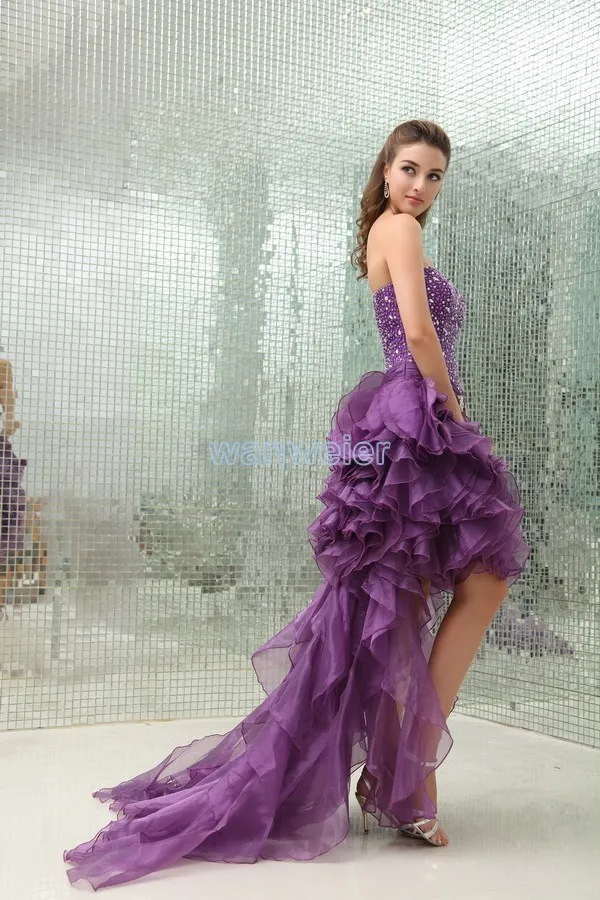 Женские платья дизайн Горячая Распродажа платьев Vestidos formales оранжевые невесты фиолетовое короткое платье с шлейфом Выпускные платья