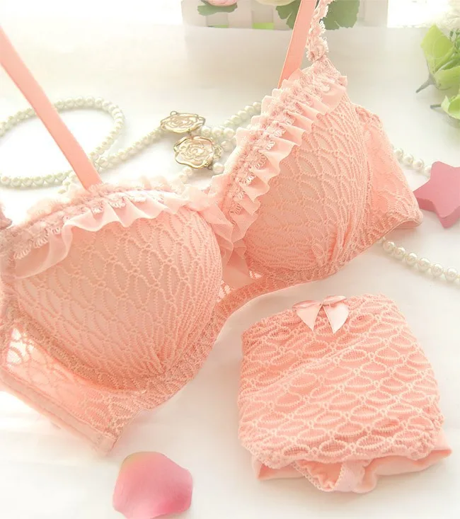 Free shipping 2014 new arrival, candy-colored lace push up sexy bra set, white, blue, pink brassiere & bra brief sets09