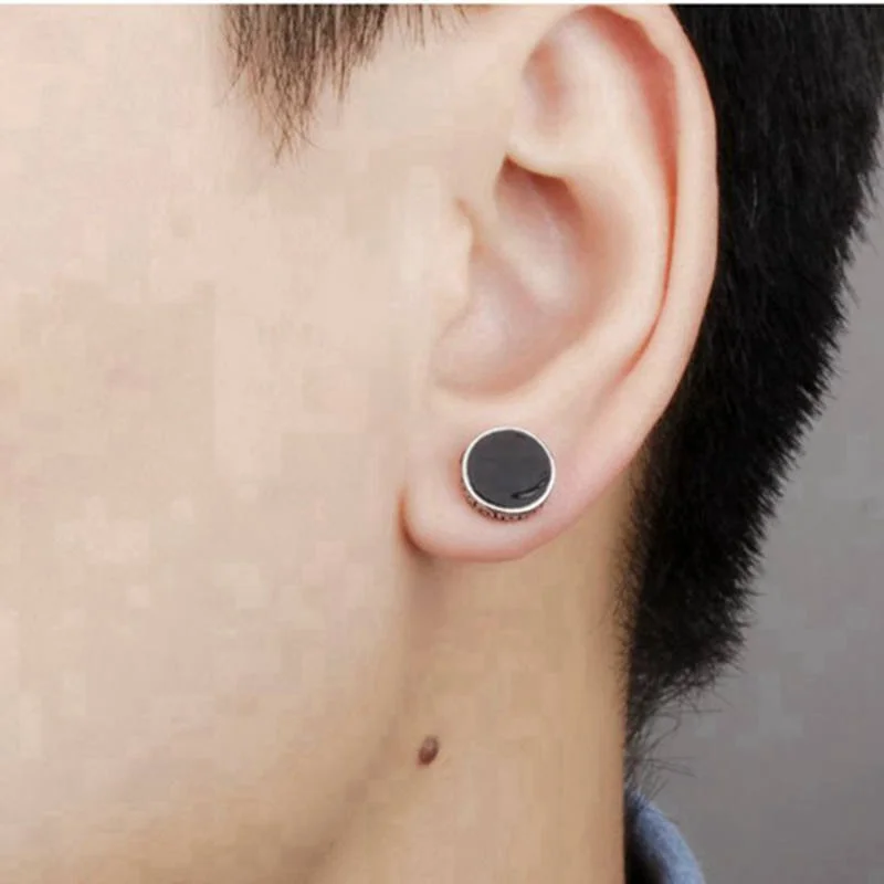Punk Stainless Silver Gold Mens Stud Earrings For Men Engraving Punk Stainless Silver Gold Mens Stud Earrings For Men Engraving Hiphop Rock Jewelry Studs Earring In From Accessories On