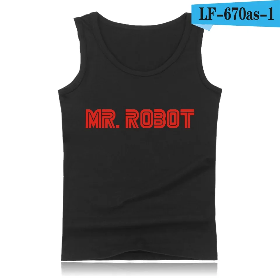 Mr Robot/топ на бретелях с героями мультфильмов, 4 цвета, мужские топы без рукавов и модные хлопковые летние жилеты без рукавов, 3xl 4xl - Цвет: black